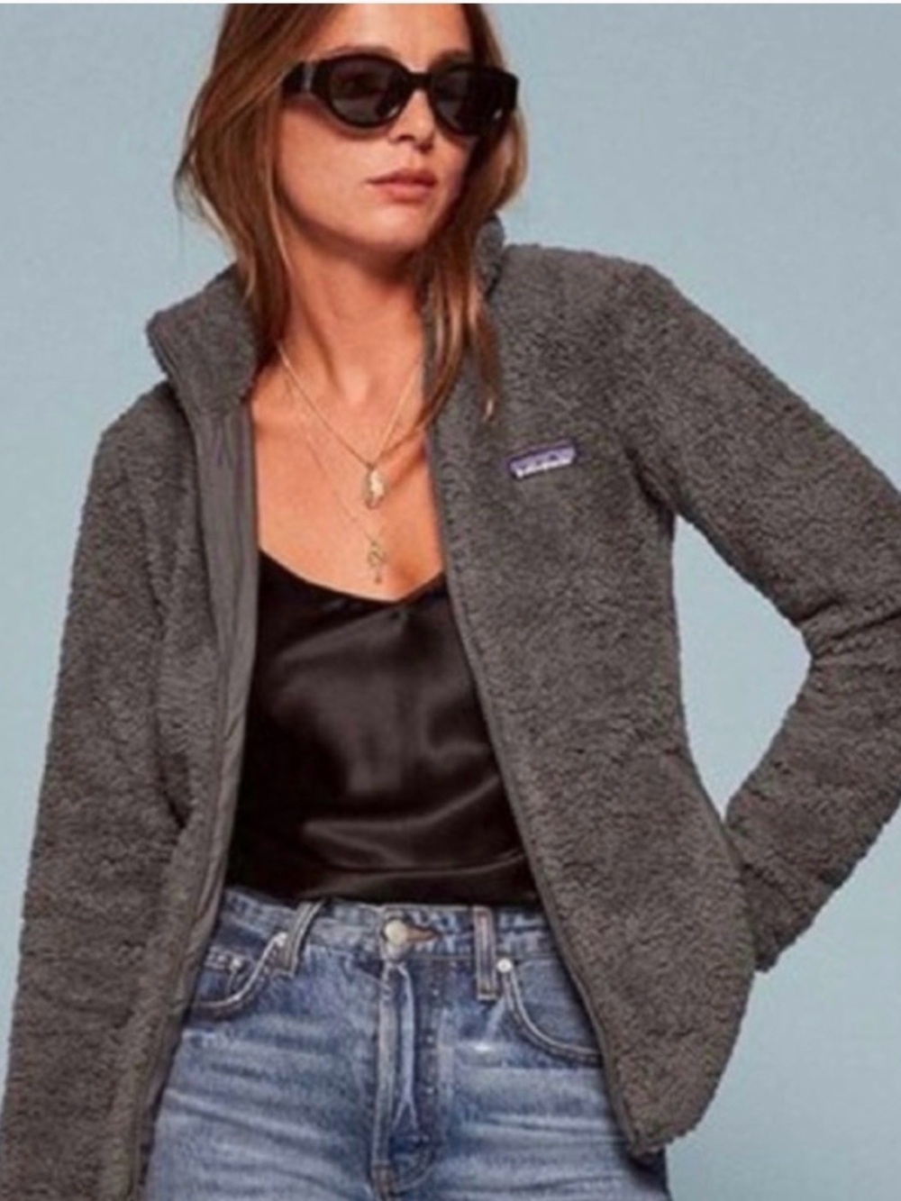 Patagonia Charcoal Gray Sherpa Fleece Zip Jacket